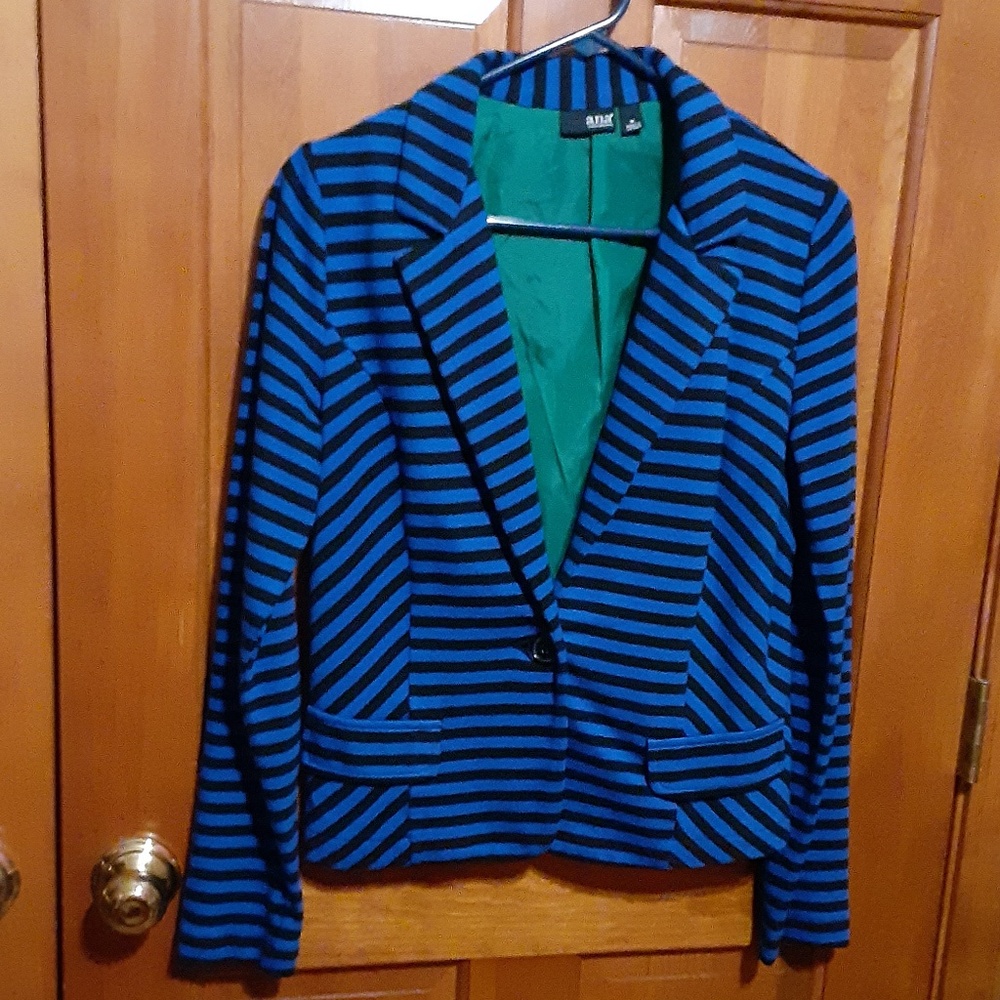a.n.a. Royal Blue & Black Striped Lined Jacket